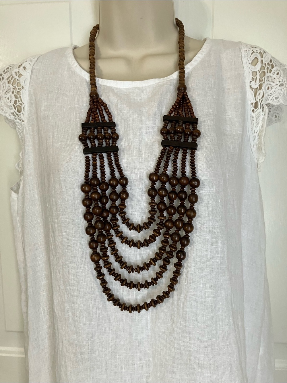 Wood Beaded Necklace Set